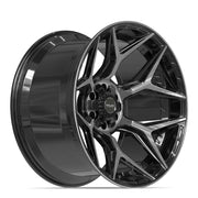 22x12 4P06 Gloss Black Brushed with Tinted Clear - 6x135 + 6x139.7 -44ET