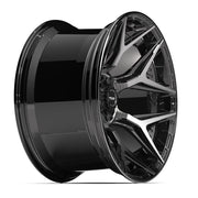 Set(4) 22x12 4P06 Gloss Black Brushed with Tinted Clear - 6x135 &amp; 6x139.7 -44ET