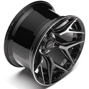 Set(4) 22x12 4P06 Gloss Black Brushed with Tinted Clear - 6x135 &amp; 6x139.7 -44ET
