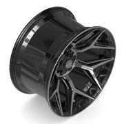 Set(4) 22x12 4P06 Gloss Black Brushed with Tinted Clear - 6x135 &amp; 6x139.7 -44ET