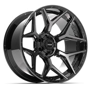 Set(4) 24x12 4P06 Gloss Black Brushed with Tinted Clear - 6x135 &amp; 6x139.7 -44ET