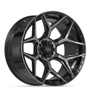 Set(4) 24x12 4P06 Gloss Black Brushed with Tinted Clear - 6x135 &amp; 6x139.7 -44ET