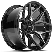 Set(4) 24x12 4P06 Gloss Black Brushed with Tinted Clear - 6x135 &amp; 6x139.7 -44ET