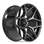 Set(4) 24x12 4P06 Gloss Black Brushed with Tinted Clear - 6x135 &amp; 6x139.7 -44ET
