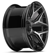 Set(4) 24x12 4P06 Gloss Black Brushed with Tinted Clear - 6x135 &amp; 6x139.7 -44ET
