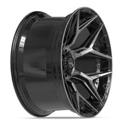 Set(4) 24x12 4P06 Gloss Black Brushed with Tinted Clear - 6x135 &amp; 6x139.7 -44ET
