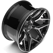 Set(4) 24x12 4P06 Gloss Black Brushed with Tinted Clear - 6x135 &amp; 6x139.7 -44ET
