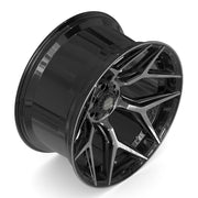 Set(4) 24x12 4P06 Gloss Black Brushed with Tinted Clear - 6x135 &amp; 6x139.7 -44ET