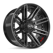 20x10 4P08 Gloss Black Brushed with Tinted Clear - 5x127 + 5x139.7 -24ET