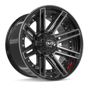 Set(4) 20x10 4P08 Gloss Black Brushed with Tinted Clear - 6x135 &amp; 6x139.7 -18ET