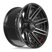 Set(4) 20x10 4P08 Gloss Black Brushed with Tinted Clear - 6x135 &amp; 6x139.7 -18ET
