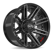 Set(4) 20x10 4P08 Gloss Black Brushed with Tinted Clear - 8x170 -24ET