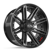 4PLAY 4P08 22x10 5x127 + 5x139.7 -24et Gloss Black Brushed with Tinted Clear Wheel SET
