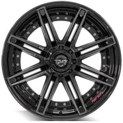 22x12 4P08 Gloss Black Brushed with Tinted Clear - 5x127 + 5x139.7 -44ET