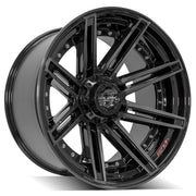 Set(4) 22x12 4P08 Gloss Black Brushed with Tinted Clear - 5x127 &amp; 5x139.7 -44ET