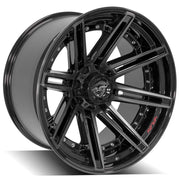 Set(4) 22x12 4P08 Gloss Black Brushed with Tinted Clear - 5x127 &amp; 5x139.7 -44ET
