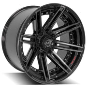 Set(4) 22x12 4P08 Gloss Black Brushed with Tinted Clear - 6x135 &amp; 6x139.7 -44ET