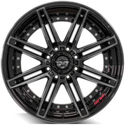 Set(4) 22x12 4P08 Gloss Black Brushed with Tinted Clear - 8x170 -44ET