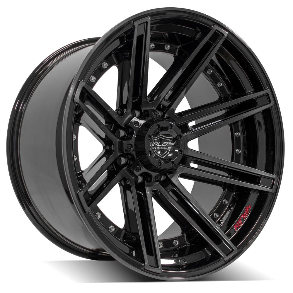 4PLAY 4P08 22x12 8x170 -44et Gloss Black Brushed with Tinted Clear ...