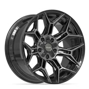 20x10 4P44 Gloss Black Brushed with Tinted Clear - 5x127 + 5x139.7 -18ET