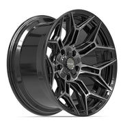 Set(5) 20x10 4P44 Gloss Black Brushed with Tinted Clear - 5x127 &amp; 5x139.7 -18ET