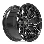20x10 4P44 Gloss Black Brushed with Tinted Clear - 6x135 + 6x139.7 -18ET