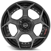 Set(4) 22x10 4P50 Gloss Black Brushed with Tinted Clear - 6x135 &amp; 6x139.7 -18ET
