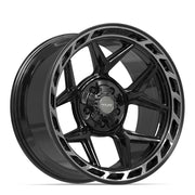 Set(5) 20x10 4P55 Gloss Black Brushed with Tinted Clear - 5x127 &amp; 5x139.7 -18ET