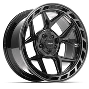 20x10 4P55 Gloss Black Brushed with Tinted Clear - 5x127 + 5x139.7 -18ET
