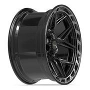 Set(5) 20x10 4P55 Gloss Black Brushed with Tinted Clear - 5x127 &amp; 5x139.7 -18ET
