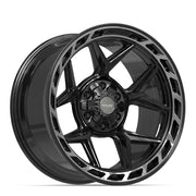 Set(4) 20x10 4P55 Gloss Black Brushed with Tinted Clear - 6x135 &amp; 6x139.7 -18ET