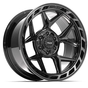 20x10 4P55 Gloss Black Brushed with Tinted Clear - 6x135 + 6x139.7 -18ET