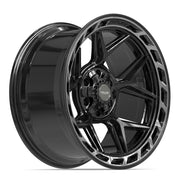 Set(4) 20x10 4P55 Gloss Black Brushed with Tinted Clear - 6x135 &amp; 6x139.7 -18ET