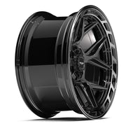 Set(4) 20x10 4P55 Gloss Black Brushed with Tinted Clear - 6x135 &amp; 6x139.7 -18ET