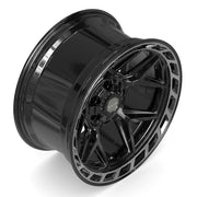 Set(4) 20x10 4P55 Gloss Black Brushed with Tinted Clear - 6x135 &amp; 6x139.7 -18ET