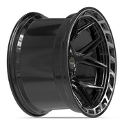 Set(4) 20x12 4P55 Gloss Black Brushed with Tinted Clear - 5x127 &amp; 5x139.7 -44ET