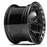 20x12 4P55 Gloss Black Brushed with Tinted Clear - 5x127 + 5x139.7 -44ET