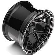 Set(4) 20x12 4P55 Gloss Black Brushed with Tinted Clear - 5x127 &amp; 5x139.7 -44ET