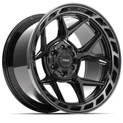 20x12 4P55 Gloss Black Brushed with Tinted Clear - 6x135 + 6x139.7 -44ET