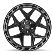 Set(4) 22x10 4P55 Gloss Black Brushed with Tinted Clear - 5x127 &amp; 5x139.7 -18ET with 285/45r22 Goodyear Eagle Touring Tires