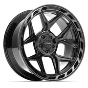 Set(4) 22x10 4P55 Gloss Black Brushed with Tinted Clear - 5x127 &amp; 5x139.7 -18ET with 285/45r22 Sailun TerraMax RT Tires