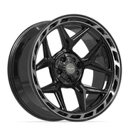 Set(5) 22x10 4P55 Gloss Black Brushed with Tinted Clear - 5x127 &amp; 5x139.7 -18ET with 285/45r22 Sailun TerraMax RT Tires &amp; TPMS