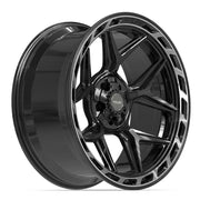 Set(5) 22x10 4P55 Gloss Black Brushed with Tinted Clear - 5x127 &amp; 5x139.7 -18ET with 285/45r22 Goodyear Eagle Touring Tires