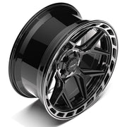 22x10 4P55 Gloss Black Brushed with Tinted Clear - 5x127 + 5x139.7 -18ET