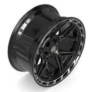 Set(4) 22x10 4P55 Gloss Black Brushed with Tinted Clear - 5x127 &amp; 5x139.7 -18ET