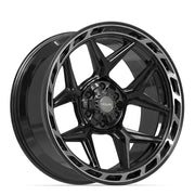 Set(4) 22x10 4P55 Gloss Black Brushed with Tinted Clear - 6x135 &amp; 6x139.7 -18ET with 33x12.50r22 TBB TS-57 RT Tires &amp; TPMS