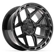 Set(4) 22x10 4P55 Gloss Black Brushed with Tinted Clear - 6x135 &amp; 6x139.7 -18ET with 33x12.50r22 Sailun TerraMax RT Tires