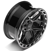Set(4) 22x10 4P55 Gloss Black Brushed with Tinted Clear - 6x135 &amp; 6x139.7 -18ET