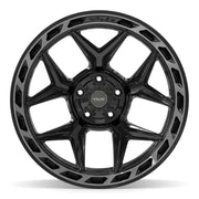 22x12 4P55 Gloss Black Brushed with Tinted Clear - 5x127 + 5x139.7 -44ET