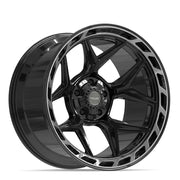 22x12 4P55 Gloss Black Brushed with Tinted Clear - 5x127 + 5x139.7 -44ET